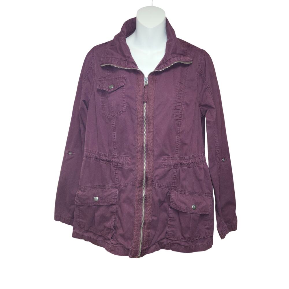 Ashley by 26 International Utility Jacket Womens Medium Purple‎ Cargo Streetwear